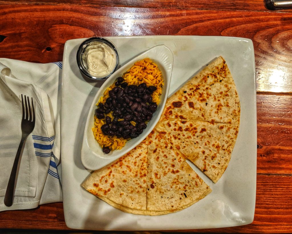 quesadilla with beans and rice